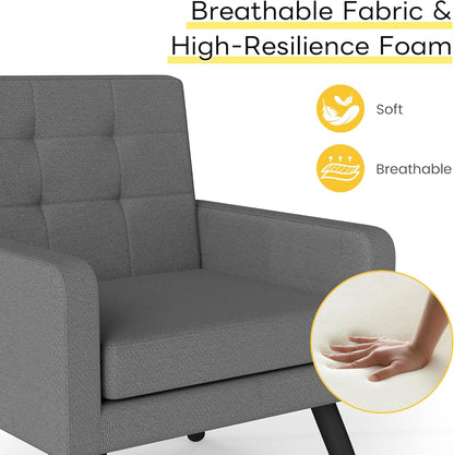 Kromax Mid-Century Modern Accent Chair Set of 2 for Living Room, 496 Lb. Weight Capacity, Dual Armrests, Comfy Extra Large Seat, Timeless Style Perfect for Reading & Relaxing, Dark Grey