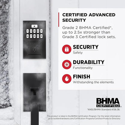 Kwikset SmartCode 260 Keyless Entry Electronic Keypad Deadbolt Door Lock with Auto-Lock, Custom User Codes, Advanced Security in Matte Black Contemporary