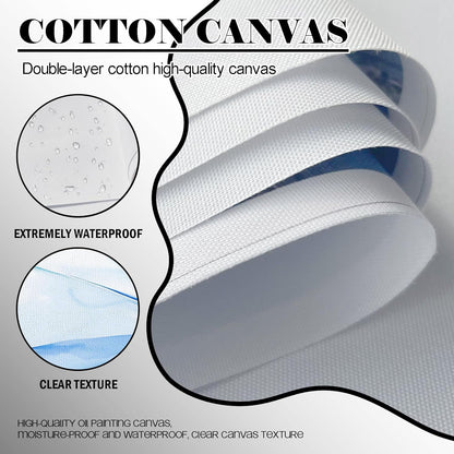 QZQCBLC Large Coastal Wall Art - Blue Sea Sailing Boat Canvas Pictures Purple Flower Mountains Ocean Landscape Paintings Artwork for Living room Bedroom Home Office Framed Beach Decor 24"X48"