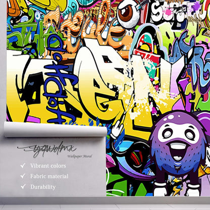 -Nursery Color Graffiti Abstract Letters Bedroom Wallpaper XT16 L 180" x 115"