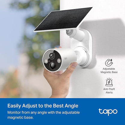 Tapo MagCam 2K+ Outdoor Wireless Security Camera - Battery Power with Solar Charging, Magnetic Mount, Person/Vehicle Detection, Subscription-Free Local Storage or Optional Cloud, Works with Alexa