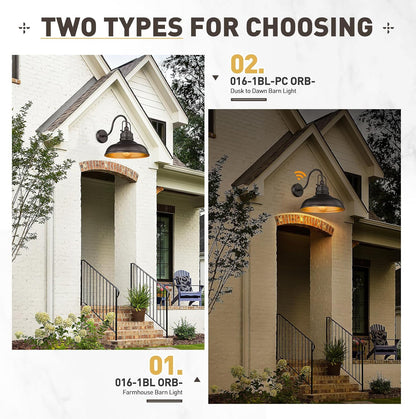 zeyu 2 Pack Gooseneck Barn Lights Outdoor, Outdoor Wall Sconces for Porch Patio, 18" Farmhouse barn Lights in Oil Rubbed Bronze Finish, 016-1BL-2 ORB