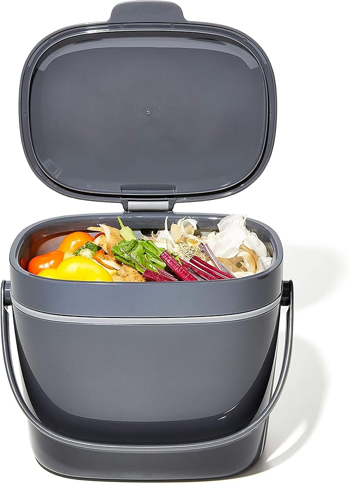 OXO Good Grips EASY-CLEAN COMPOST BIN - CHARCOAL - 1.75 GAL/6.62 L