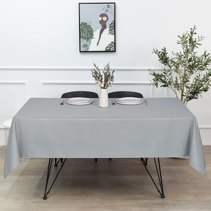 sancua Rectangle Tablecloth - 54 x 120 Inch - Stain and Wrinkle Resistant Washable Polyester Table Cloth, Decorative Fabric Table Cover for Dining Tables, Buffet Parties and Camping, Silver Grey
