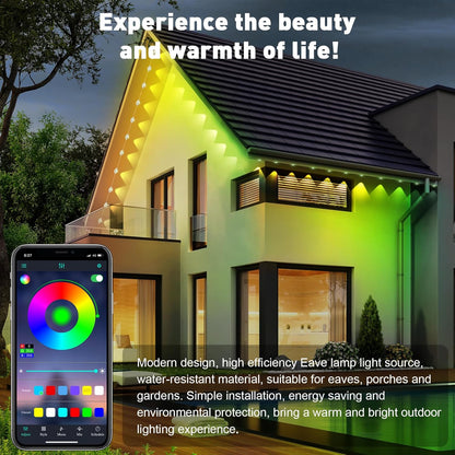 150FT Permanent Outdoor RGB Lights - Waterproof Smart LED Eaves Lights with App/Remote Control, Music Sync & DIY Scenes, Perfect for Christmas, Halloween, Parties & Daily Decor, Ideal for House Roof