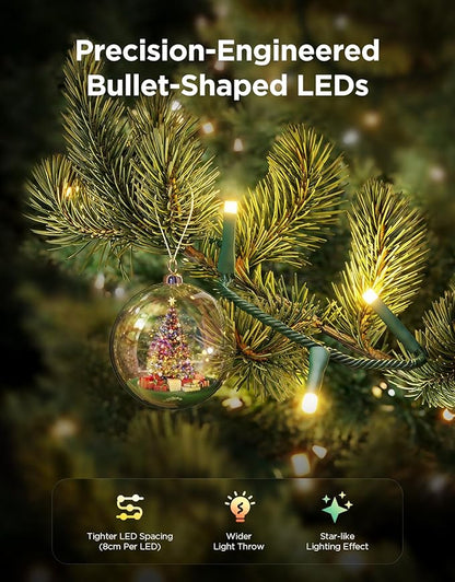Govee Christmas Sparkle String Lights 66ft, RGBWIC String Lights with 250 Bullet-Head LEDs, App-Controlled, 140+ Scene Modes, 3D Shape Mapping, Works with SmartThings, Indoor Holiday Decorations