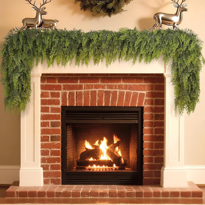 Real Touch Cedar Garland - Artificial Christmas Garlands Faux Green Cedar Fake Pine Needles Garland for Fireplace,Table, Stairs, Mantle, Window,Indoor Outdoor,Home,Holiday Decor(1 PCS,16 FT)