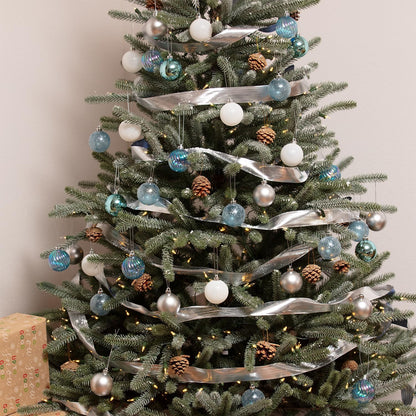 Every Day is Christmas Ornaments, Shatterproof Christmas Tree Ornament Set, Christmas Balls Decoration 50 Count (2.24"/57mm, Blue Silver)