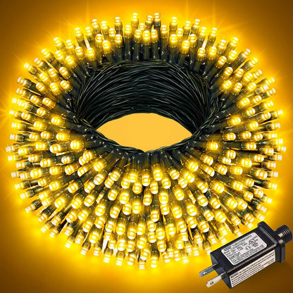 66FT 200 LED Christmas Lights Outdoor, Warm White String Lights for Outside with 8 Modes Waterproof, Connectable Twinkle Tree Light Green Wire for Indoor Patio Wedding Party Decorations