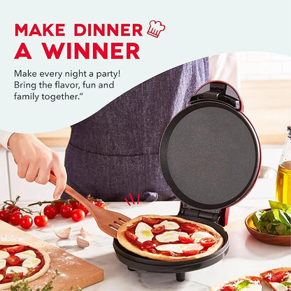 Dash Round Express Electric - Pancake Maker & Eggs Griddle System - Healthy Breakfast Maker - Quick Heat-Up & Easy Cleanup - nonstick surface - Red