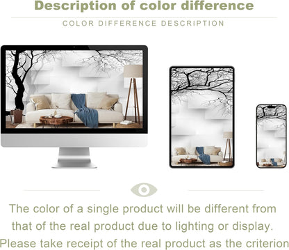 Grey Trees Wallpaper 3D Geometry TV Sofa Background Wall Mural for Bedroom Living Room (Not Peel n' Stick)