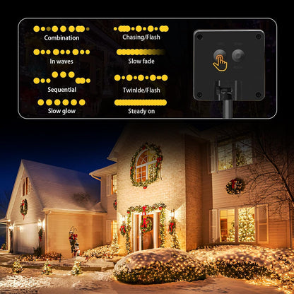 4 Pack Solar String Lights Outdoor, 400 LED Extra-Long 156Ft Solar Lights Outdoor with 8 Lighting Modes, IP65 Waterproof for Garden, Patio, Xmas, Balcony, Tree, Wedding, Party Decor (Warm)