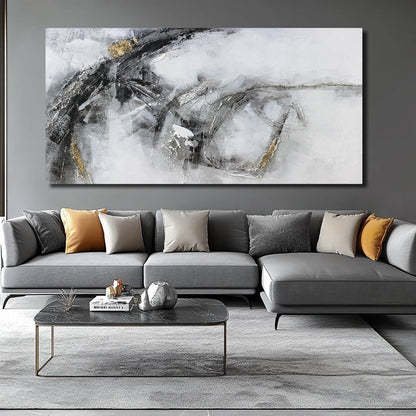 White Abstract Wall Art Black And White Wall Decorations Office Artwork Large Wall Decor for Men Room 29"x58"