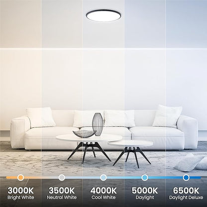Feit Electric 25in Selectable White Ceiling Light, 2500 Lumens, 5 Color Temperatures (2700K-6500K), Dimmable, 36W Flush Mount, Perfect for Office, Kitchen, and Living Spaces, FM25LP6WYBK