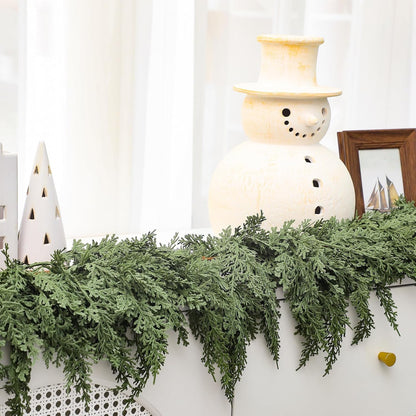 Jutom 2 PCS 6 ft Christmas Cedar Garland - Artificial Realistic Holiday Cedar Pine Needles Greenery Garland Decoration for Mantel Table Winter Party