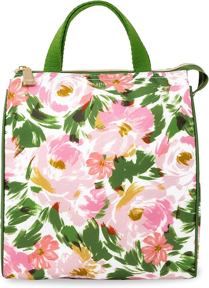 kate spade new york Portable Soft Cooler Lunch Bag, Thermal Tote with Insulated Interior Lining and Storage Pocket, Lunch Tote for Women (Hidden Garden)