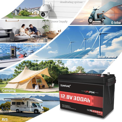 12V 300Ah Lithium LiFePO4 Battery,200A BMS 3840Wh Rechargeable Lithium Iron Phosphate Battery for Solar Energy Storage,Backup Power,RV,Camping