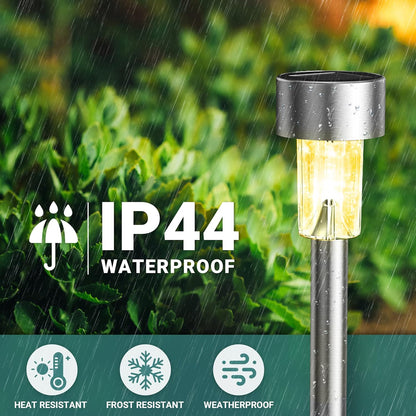 GIGALUMI Solar Lights Outdoor Waterproof, 12 Pack, Stainless Steel LED Solar Garden Lights for Patio, Lawn, Yard and Landscape, Garden Decor Patio Decor,Multicolor