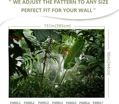 Tropical Jungle Green Leaf Mural Wallpaper for Bedroom Living Room (Not Peel n' Stick)