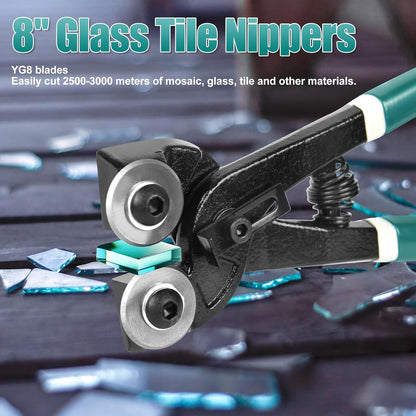 2Pcs Glass Tile Nippers Set, Heavy Duty Wheeled Glass Mosaic Nipper & Hd Ceramic Tile Nipper, Tile Cutter, Mosaic Cutter Tool for Cutting Glass Mosaic, Ceramics, Stone, Metal