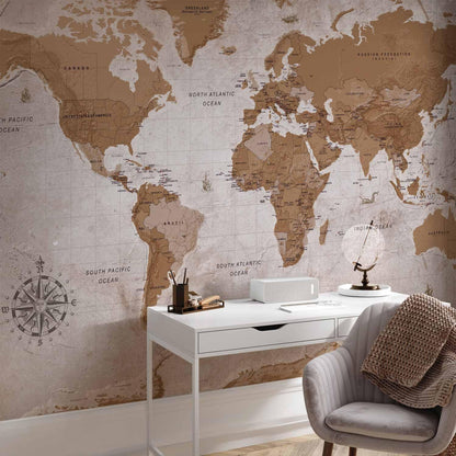 artgeist Wall Mural World Map 118x83 in - XXL Non-Woven Wallpaper Fleece Wall Decor Photo Print Picture Image Design Home Map of The World k-A-0108-a-a