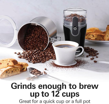 Hamilton Beach Fresh Grind Electric Coffee Grinder for Beans,Spices and More,Stainless Steel Blades,Removable Chamber,Makes up to 12 Cups,Black,(Pack of 2)