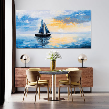 Canvas Wall Art Decor Large Wall Art Pictures for Living Room Artwork for Walls Blue Coastal Wall Art Prints Landscape Natural Wall Art Decor Art Work for Home Office Kitchen Wall Decor 24" x 48"