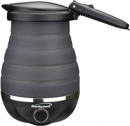 Brentwood Appliances KT-1508BK .85-Quart Dual-Voltage Collapsible-Travel Kettle (Black), 0.85Q