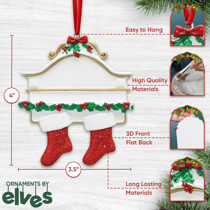 3D Personalized Our First Christmas Ornament 2025 Fireplace Couple Ornaments Mantle Couples Ornament 2025 Family of 2 Stockings Unique for a Couple Ornaments Couples Unique Gifts