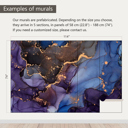 AFZEVEB-Abstract Art Purple Marble Wallpaper Wall murals for Bedroom 114"x74" (Not Peel and Stick)