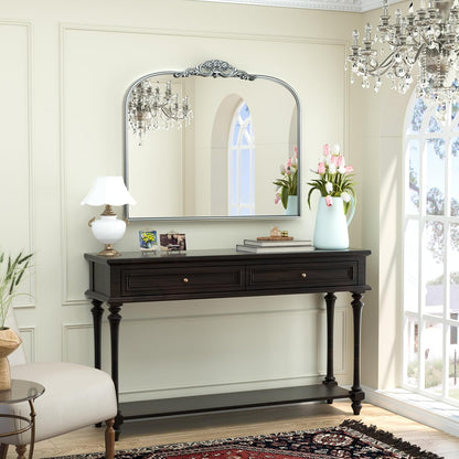 Keonjinn Vintage Mirror for Wall, 36" x 30" Silver Antique Mirrors with Metal Frame, Baroque Style Decoration for Mantle, Bathroom, Living Room, Fireplace, Bedroom, French Cleat Mounting
