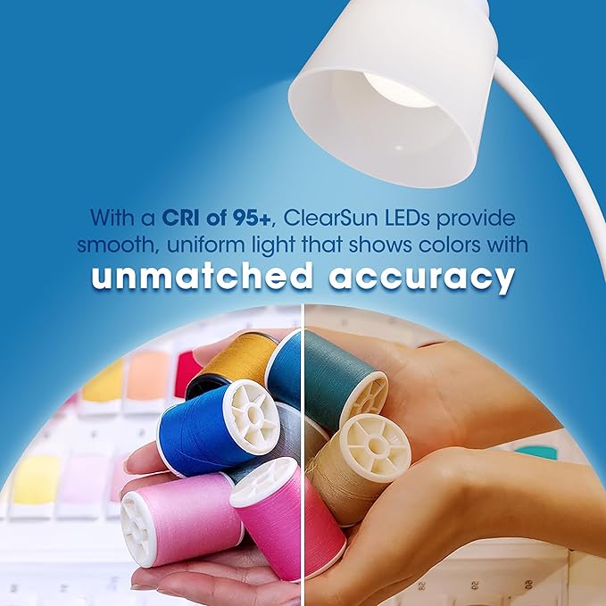 OttLite Clarify LED Desk Lamp with 4 Brightness Settings – Touch Activated Controls, Modern White Design, ClearSun LED Lighting, Flexible Neck, for Work, Study, Reading, Crafting