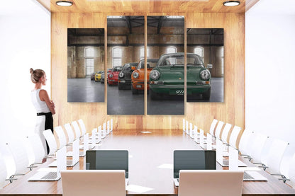 Porsche Car 911 Color Revolution Canvas Art Print Picture Wall Home Decor - Various Sizes (4 Pieces Large)