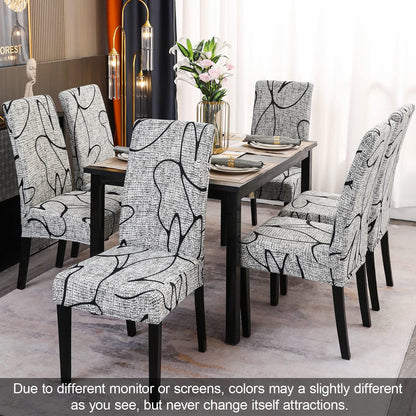 JQinHome Pattern Chair Covers for Dining Room Set of 2, High Stretch Removable Washable Parsons Chair Slipcover for Home Party Hotel Wedding Ceremony (2PCS, Lotus Gray)
