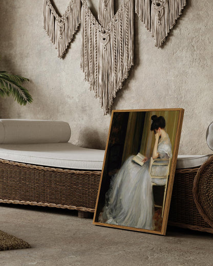 VIYYIEA Framed Canvas Wall Art Home Decor Portrait Art for Living Room Women Reading Pictures Bedroom Bathroom Wall Decor Mid Century Lady Oil Painting Room Decor Vintage Prints Aesthetic 12x16in