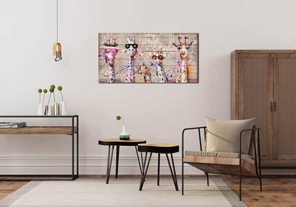 JKWALL77 Giraffe Pictures Wall-decor - Graffiti Canvas Wall Art - Kids Room Wall Decor Ready To Hang Size 40" x 20"