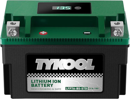 YTX7A-BS,180 CCA, Lithium LiFePO4 Motorcycle Battery,2X Cranking Amps,5X Longer Life, Compatible for Motorcycle,Scooter,Moped, ATV,4 Wheeler, Lawn Mower, and Generator Battery