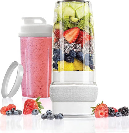 Bionic Blade Personal Portable Blender 26.5 oz with Extra Shaker & Lid, Cordless & Rechargeable, Airtight Mini Blender for Smoothies, Shakes, Juices & Sauces, White, As Seen on TV