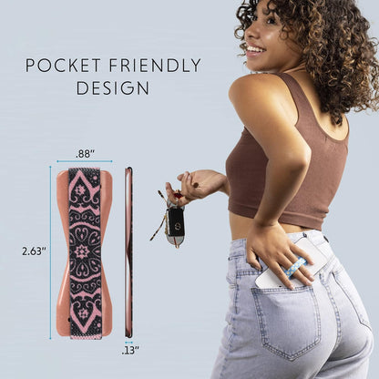 LOVEHANDLE Universal Phone Grip for Smartphones & Mini Tablets - Phone Holder for Hand - Wireless Charging Compatible - Made in The USA - Boho Rose