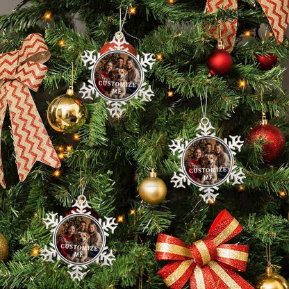 Personalized Christmas Ornaments - Custom Picture & Text Ornaments for Christmas 2024, Baby's 1st Christmas Ornament with Picture for Xmas Tree Custom Gifts for Family, Mom, Dad, Friend (Snowflake)