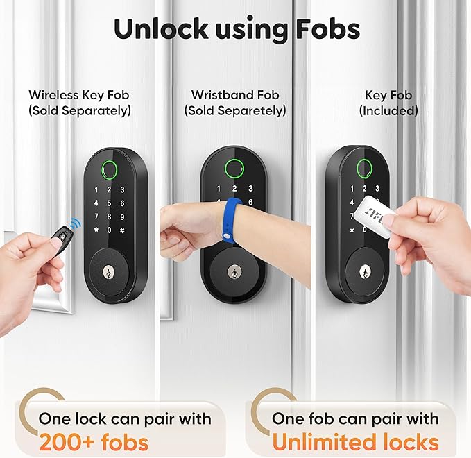 Fingerprint Smart Deadbolt with Keypad – Keyless Entry Lock for Home, Apartment, Office, Airbnb, Rental, Kids & Seniors, App & Code Access, Auto-Lock, Easy DIY Install, Compatible with Alexa & Google