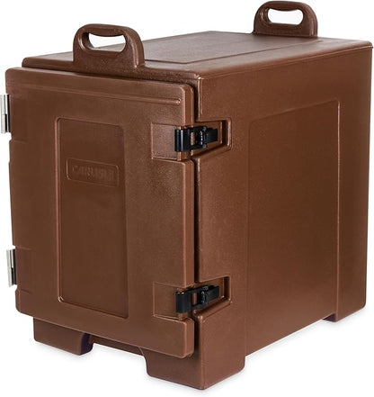 Carlisle FoodService Products Cateraide Insulated Front Loading Food Pan Carrier with Handles for Catering, Events, and Restaurants, Plastic, 5 Pans, Brown