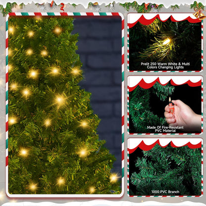 LEVELEVE Premium 7.5FT Artificial Holiday Christmas Tree w/1,000 Branch Tips,250 LED Lights for Home,Office,Party Decoration