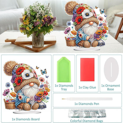 Diamond Painting Kits for Adults Beginners, 5D Full Drill Dwarf Crystal Art Desktop Ornament, DIY Single Sided Home Office Desk Decor, Creative Craft Gift Set with Tools