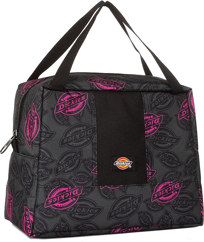 Dickies Insulated Lunch Bag Holder for Work, Thermal Reusable Office Lunch Box for Men, Women (Hot Pink Love Print)