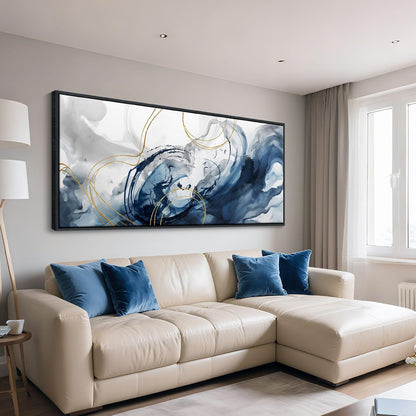 Mofutinpo Blue Abstract Wall Art Large Canvas Wall Decor Modern Home Decor Office Wall Decor Home Decorations for Living Room Navy Blue Minimalist Bedroom Artwork 31×70IN