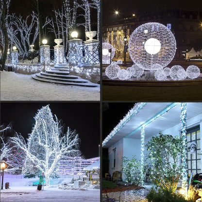 50LED String Lights,LED Christmas Lights,6" SPACING,Green Wire,White Colour,Commercial Grade
