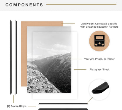 MCS Original Poster Frame 16x20 Black Lightweight Vertical & Horizontal Wall Hanging Large Picture Frame for Posters, Art Prints & Gallery Wall (2-Pack)