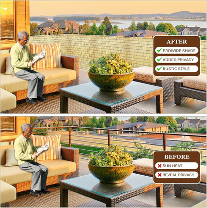 Natural Reed Fencing Rolls: Privacy Bamboo Fence 3/4/5/6ft High Roll Reed Screen, Decorative Bamboo Fencing for Outdoor Balcony Patio Garden Backyard,with Cable Zip Ties(Nature, 3x10ft)