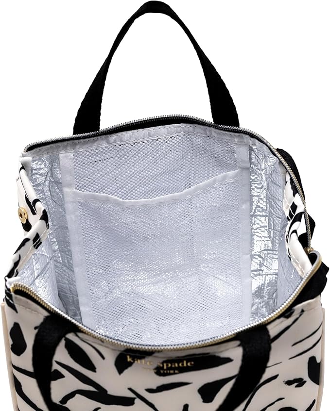 kate spade new york Portable Soft Cooler Lunch Bag, Thermal Tote with Insulated Interior Lining and Storage Pocket, Lunch Tote for Women, Painters Garden
